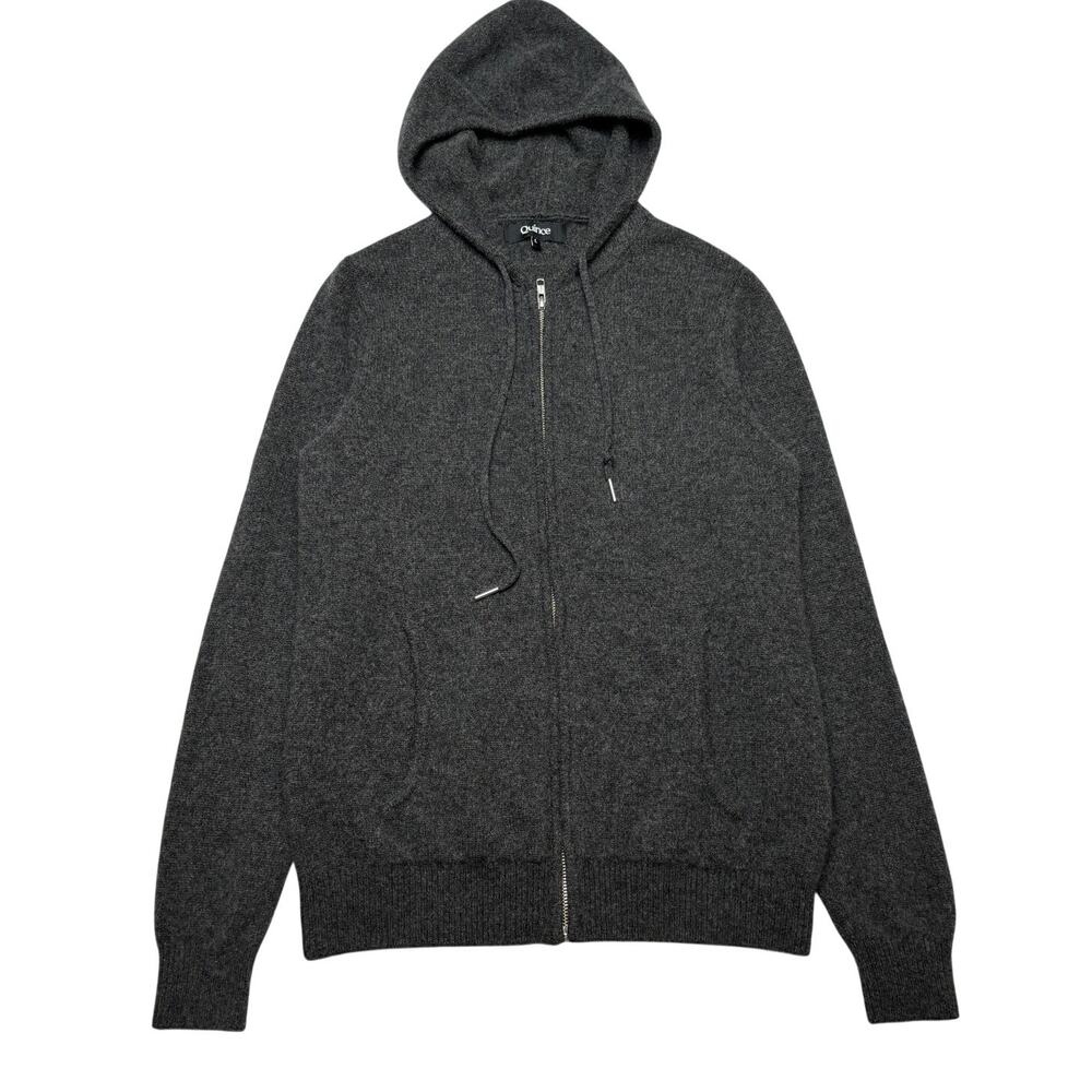 Quince Mongolian 100% Cashmere Full Zip Hoodie Sweater Heather Gray Women's L